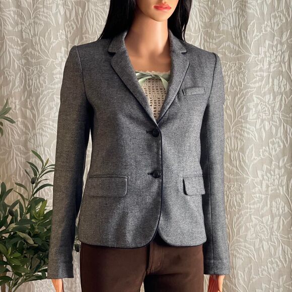 GAP The Academy Blazer Gray Navy Corduroy Elbow Patches Dark Academia Size 2 - Picture 2 of 8